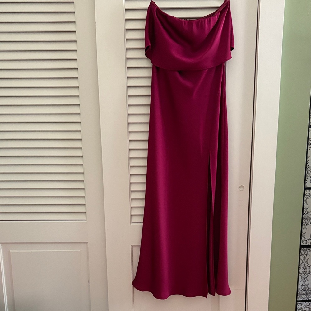 Petal and Pup Magenta Strapless Midi Dress